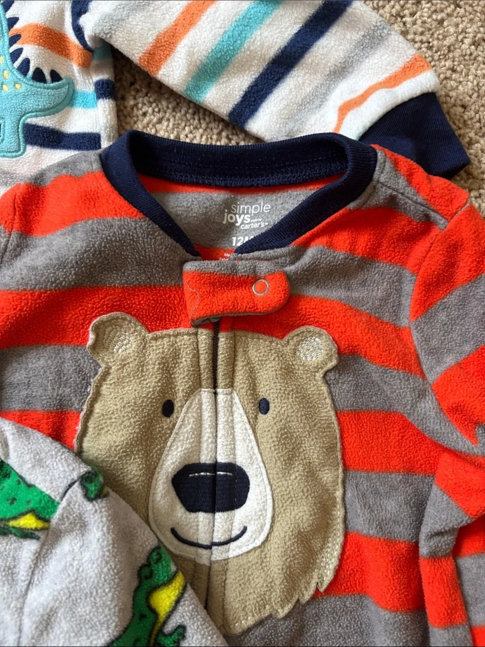 5 Boys Fleece Sleepers - 12 Months Sleep & Play